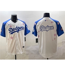 Men's Los Angeles Dodgers Team Big Logo White Royal 2025 Tokyo Series Limited Stitched Baseball Jersey