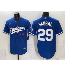 Men's Los Angeles Dodgers x KAWS #29 Tarik Skubal Royal Vapor Premier Limited Stitched Baseball Jersey