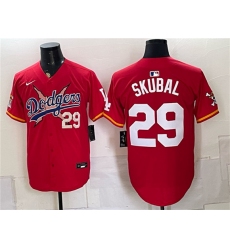 Men's Los Angeles Dodgers x One Piece #29 Tarik Skubal Red Vapor Premier Limited Stitched Baseball Jersey