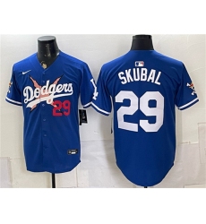 Men's Los Angeles Dodgers x One Piece #29 Tarik Skubal Royal Alternate Stadium Stitched Baseball Jersey