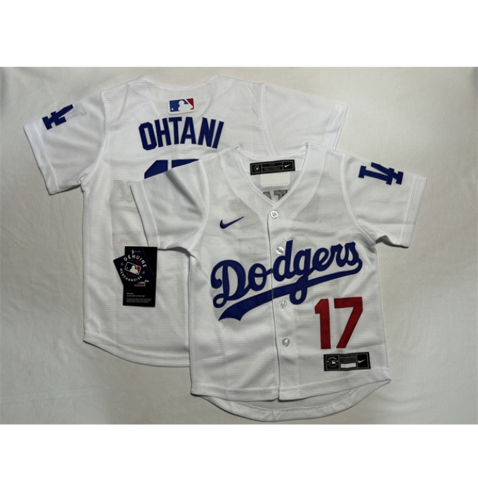 Toddler Los Angeles Dodgers #17 Shohei Ohtani White Stitched Baseball Jersey