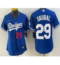 Women's Los Angeles Dodgers #29 Tarik Skubal Blue Cool Base Stitched Jersey