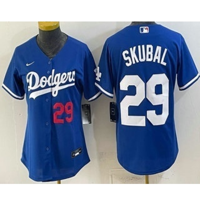 Women's Los Angeles Dodgers #29 Tarik Skubal Blue Cool Base Stitched Jersey