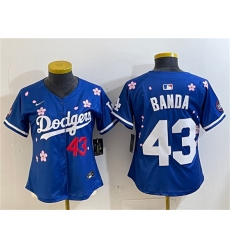 Women's Los Angeles Dodgers #43 Anthony Banda Royal 2025 Tokyo Series Limited Stitched Baseball Jersey(Run Small)