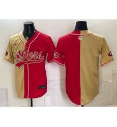 Men's San Francisco 49ers Blank Gold Red Split Stitched Jersey