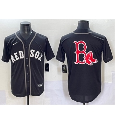 Men's Boston Red Sox Team Big Logo Black Lights Out Limited Stitched Baseball Jersey