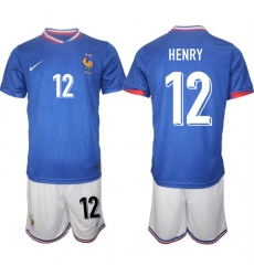 Men's France #12 Henry Blue 2024-25 Home Soccer Jersey Suit