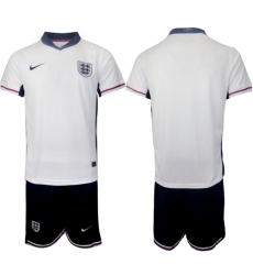 Men's England Blank 2024-25 White Home Soccer Jersey Suit