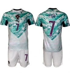 Men's Portugal Team #7 Luís Figo Green 2026 World Cup Away Soccer Jersey Suit
