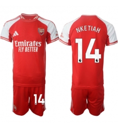 Men's Arsenal F.C #14 Eddie Nketiah Red 2025 Home Soccer Jersey Suit