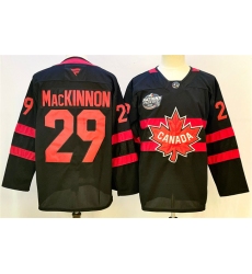 Men's Canada #29 Nathan MacKinnon Black 2025 4 Nations Face-Off Premium Stitched Jersey