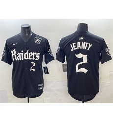 Men's Las Vegas Raiders #2 Ashton Jeanty Black 'Gothic Sin City Shadows Edition' With 65th Anniversary Vapor Limited Stitched Baseball Jersey