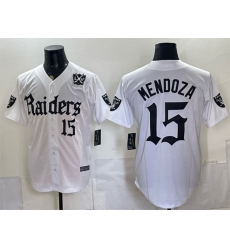 Men's Las Vegas Raiders #15 Fernando Mendoza White 'Gothic Sin City Shadows Edition' With 65th Anniversary Vapor Limited Stitched Baseball Jersey