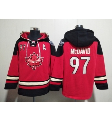 Men's Team Canada #97 Connor McDavid Red Black Ageless Must-Have Lace-Up Pullover Hoodie