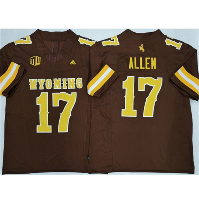 Men's Wyoming Cowboys #17 Josh Allen Brown 2026 F.U.S.E. Stitched College Football Jersey