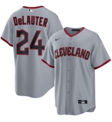 Men's Cleveland Guardians #24 Chase DeLauter Gray Cool Base Limited Stitched Baseball Jersey