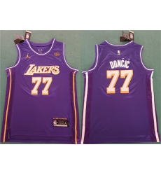 Men's Los Angeles Lakers #77 Luka Doncic Purple 2025 Statement Edition Stitched Basketball Jersey