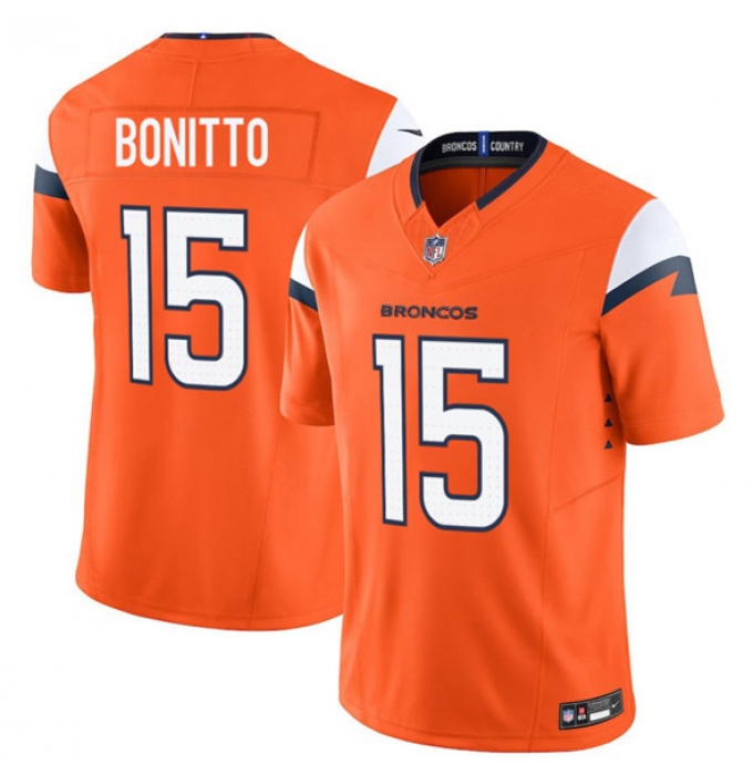 Men's Denver Broncos #15 Nik Bonitto Orange 2025 Draft F.U.S.E. Vapor Limited Football Stitched Jersey