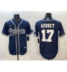 Men's Dallas Cowboys #17 Brandon Aubrey Navy Cool Base Stitched Baseball Jersey