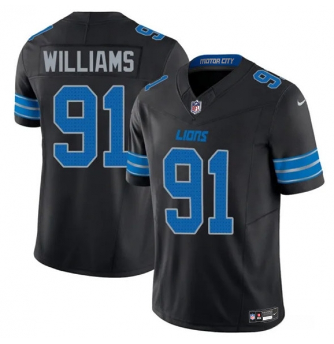 Men's Detroit Lions #91 Tyleik Williams Black 2025 Draft F.U.S.E. Vapor Limited Football Stitched Jersey