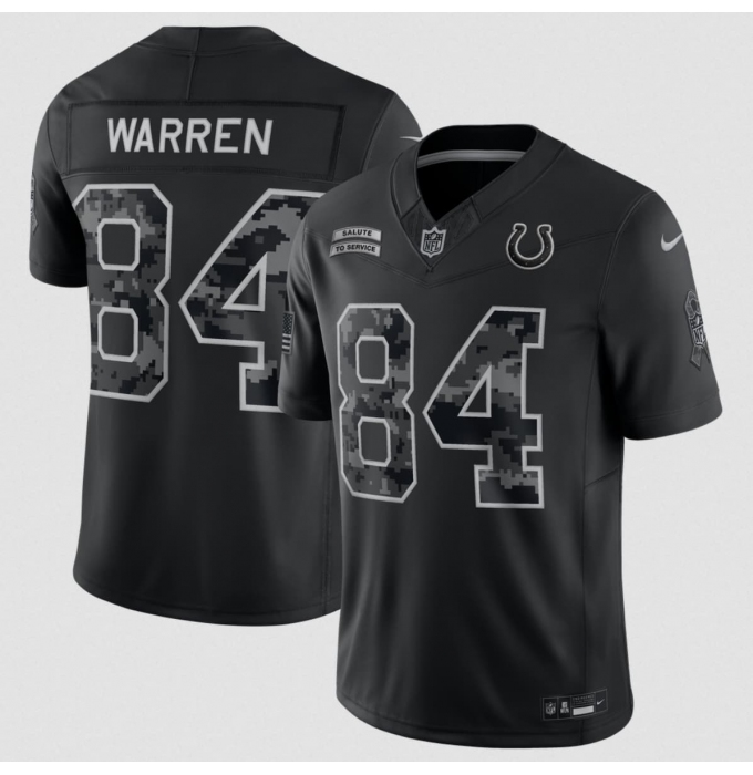 Men's Indianapolis Colts #84 Tyler Warren Black 2026 F.U.S.E. Salute to Service Limited Football Stitched Jersey