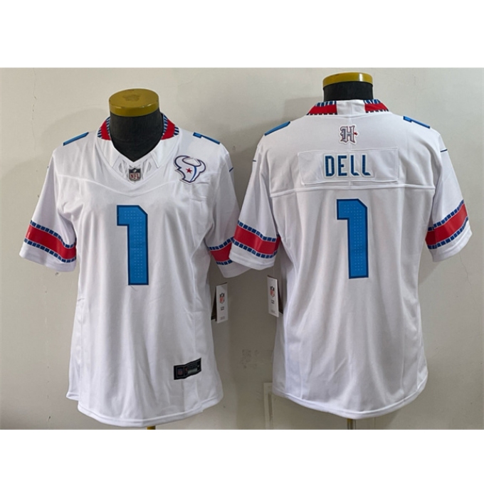 Women's Houston Texans #1 Tank Dell White 2026 F.U.S.E. Rivalries Collection Limited Stitched Football Jersey(Run Small)