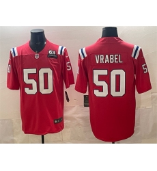 Men's New England Patriots #50 Mike Vrabel Red With 6x Super Bowl Champions Vapor Limited Football Stitched Jersey