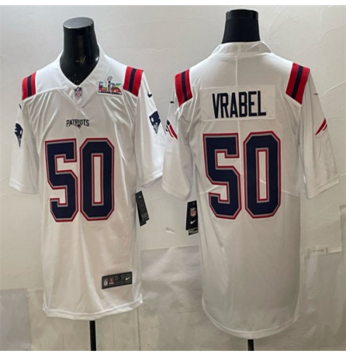 Men's New England Patriots #50 Mike Vrabel White With Super Bowl LX Vapor Limited Stitched Football Jersey