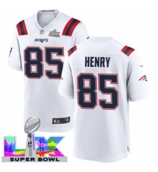 Men's New England Patriots #85 Hunter Henry White 2025 2026 Super Bowl LX F U S E Stitched Jersey