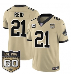 Men's New Orleans Saints #21 Justin Reid Gold 2026 F.U.S.E With 2-Star C And 60th Anniversary Vapor Limited Football Stitched Jersey