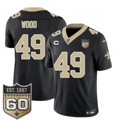 Men's New Orleans Saints #49 Zach Wood Black 2026 F.U.S.E With 4-Star C And 60th Anniversary Vapor Limited Football Stitched Jersey
