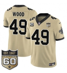 Men's New Orleans Saints #49 Zach Wood Gold 2026 F.U.S.E With 4-Star C And 60th Anniversary Vapor Limited Football Stitched Jersey