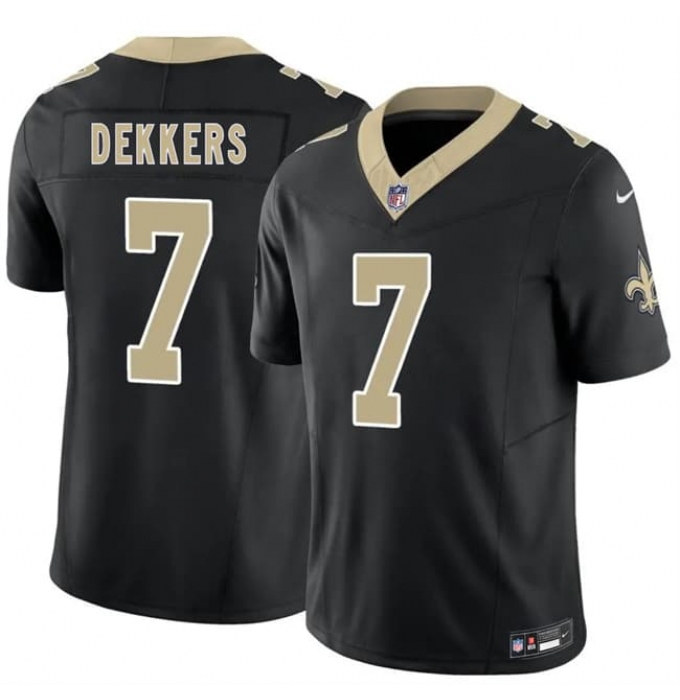 Men's New Orleans Saints #7 Hunter Dekkers Black 2026 F.U.S.E. Vapor Limited Football Stitched Jersey