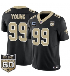 Men's New Orleans Saints #99 Chase Young Black 2026 F.U.S.E With 3-Star C And 60th Anniversary Vapor Limited Football Stitched Jersey