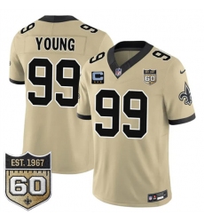 Men's New Orleans Saints #99 Chase Young Gold 2026 F.U.S.E With 3-Star C And 60th Anniversary Vapor Limited Football Stitched Jersey