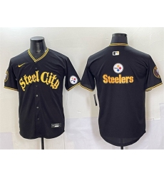 Men's Pittsburgh Steelers Blank Black 412 Vapor Premier Limited Stitched Baseball Jersey