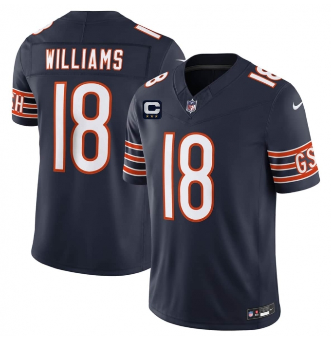 Men's Chicago Bears #18 Caleb Williams Navy 2026 F.U.S.E. With 3-star C Vapor Untouchable Limited Football Stitched Jersey