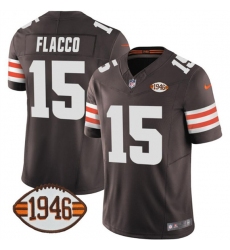 Men's Cleveland Browns #15 Joe Flacco Brown 2025 F.U.S.E. With 1946 75th Anniversary Vapor Limited Football Stitched Jersey