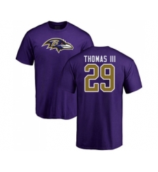 Football Baltimore Ravens #29 Earl Thomas III Purple Name & Number Logo T-Shirt