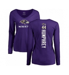 Football Women's Baltimore Ravens #44 Marlon Humphrey Purple Backer Long Sleeve T-Shirt