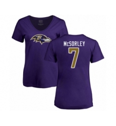 Football Women's Baltimore Ravens #7 Trace McSorley Purple Name & Number Logo T-Shirt