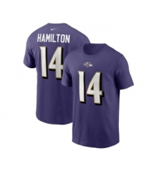 Men's Baltimore Ravens #14 Kyle Hamilton 2022 Purple Name & Number T-Shirt
