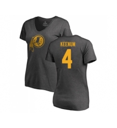Football Women's Washington Redskins #4 Case Keenum Ash One Color T-Shirt