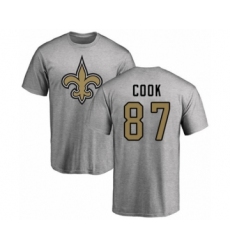 Football New Orleans Saints #87 Jared Cook Ash Name & Number Logo T-Shirt