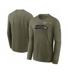 Men's Seattle Seahawks Football Olive 2021 Salute To Service Performance Long Sleeve T-Shirt