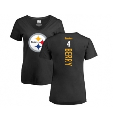Football Women's Pittsburgh Steelers #4 Jordan Berry Black Backer Slim Fit T-Shirt