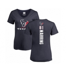 Football Women's Houston Texans #81 Kahale Warring Navy Blue Backer T-Shirt