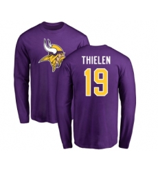 Football Minnesota Vikings #19 Adam Thielen Purple Name & Number Logo Long Sleeve T-Shirt