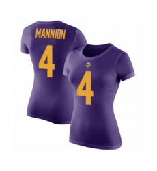 Football Women's Minnesota Vikings #4 Sean Mannion Purple Rush Pride Name & Number T-Shirt