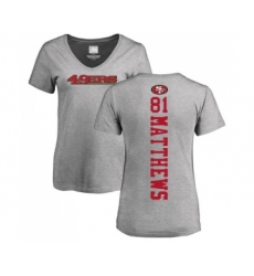 Football Women's San Francisco 49ers #81 Jordan Matthews Ash Backer T-Shirt